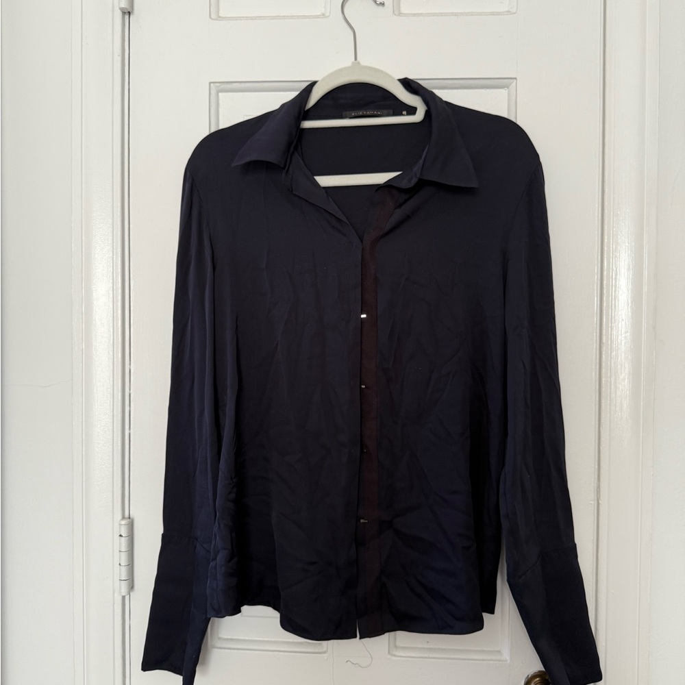 Elie Tahari Black Collared Blouse